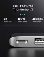 Ugreen 6-in-2 USB-C Hub (3 USB 3.0, Thunderbolt 3) - UGREEN-60560