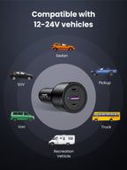 Ugreen 69W Fast Car Charger, 3 ports, PPS, PD3.0, QC3.0