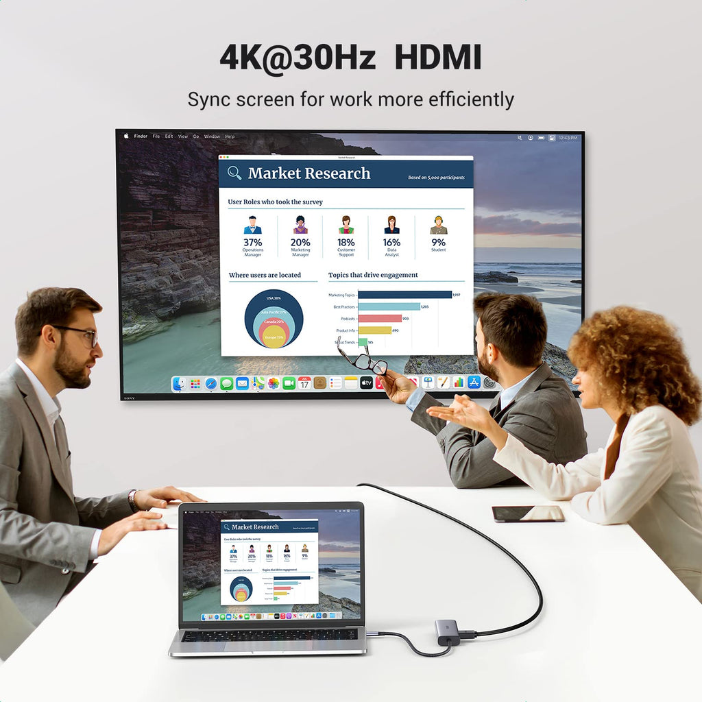 Ugreen 7-in-1 USB-C Hub (4K@30Hz HDMI, RJ45 Ethernet) - UGREEN-90568