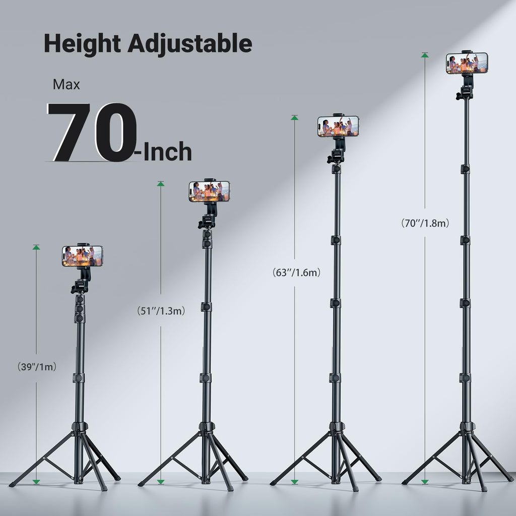 Ugreen 70 inch Phone Tripod with Bluetooth Remote - Aluminum - UGREEN - 15609