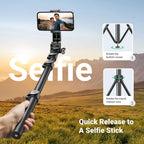 Ugreen 70 inch Phone Tripod with Bluetooth Remote - Aluminum - UGREEN - 15609