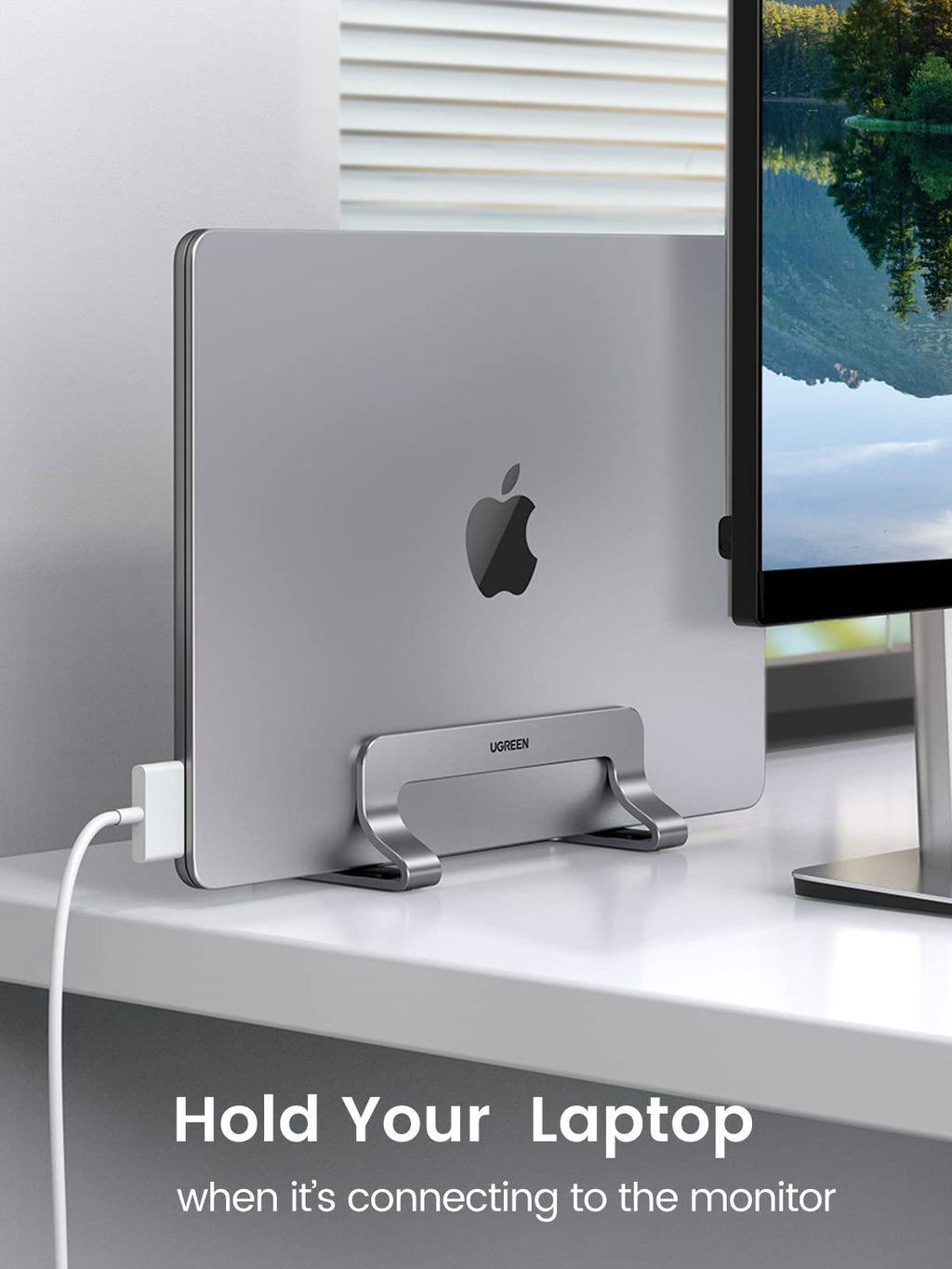 UGREEN Adjustable Width Vertical Laptop Stand (Grey) - UGREEN-20471