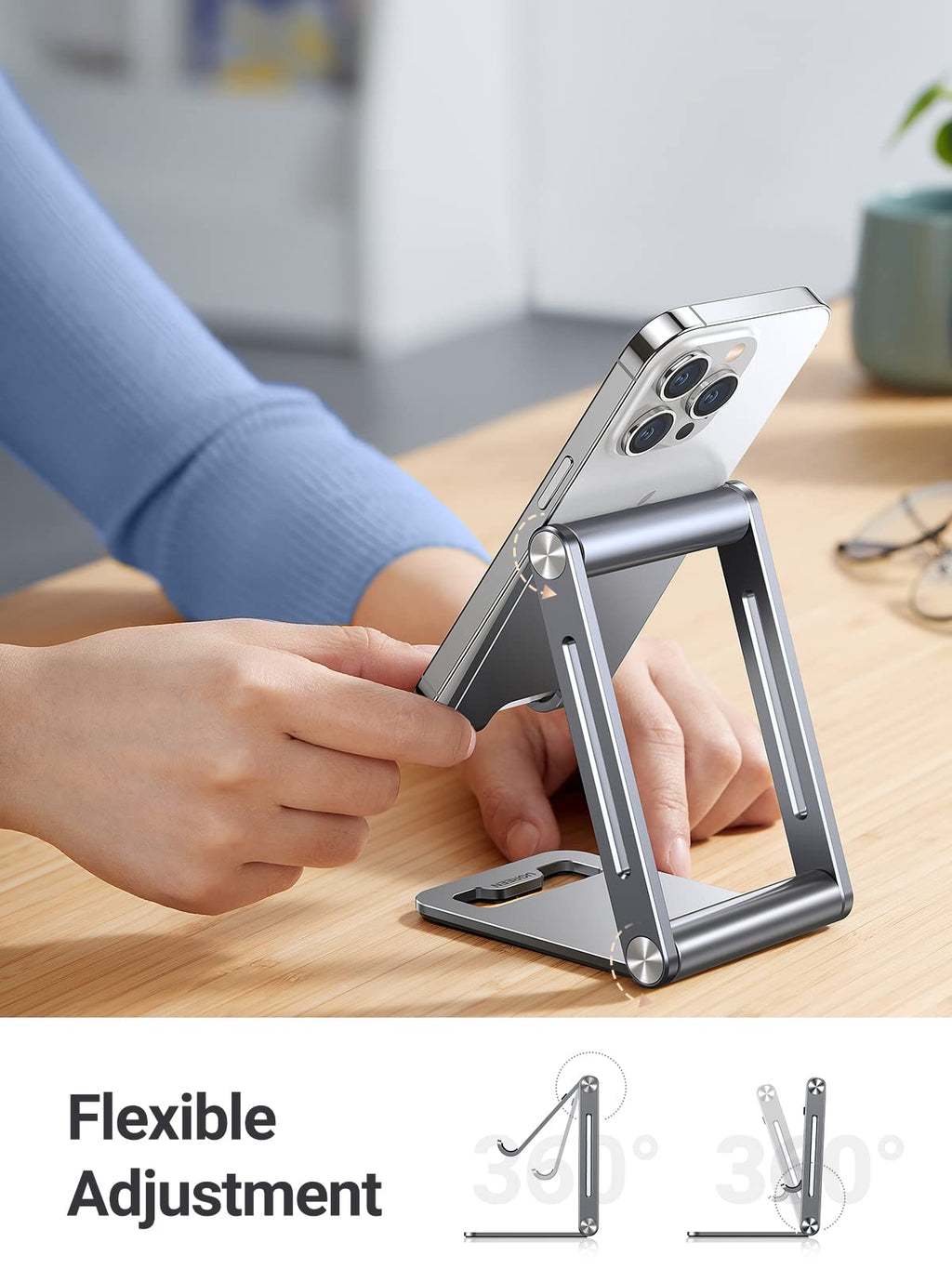 Ugreen Aluminum Foldable Phone Stand (Gray) - UGREEN-80708