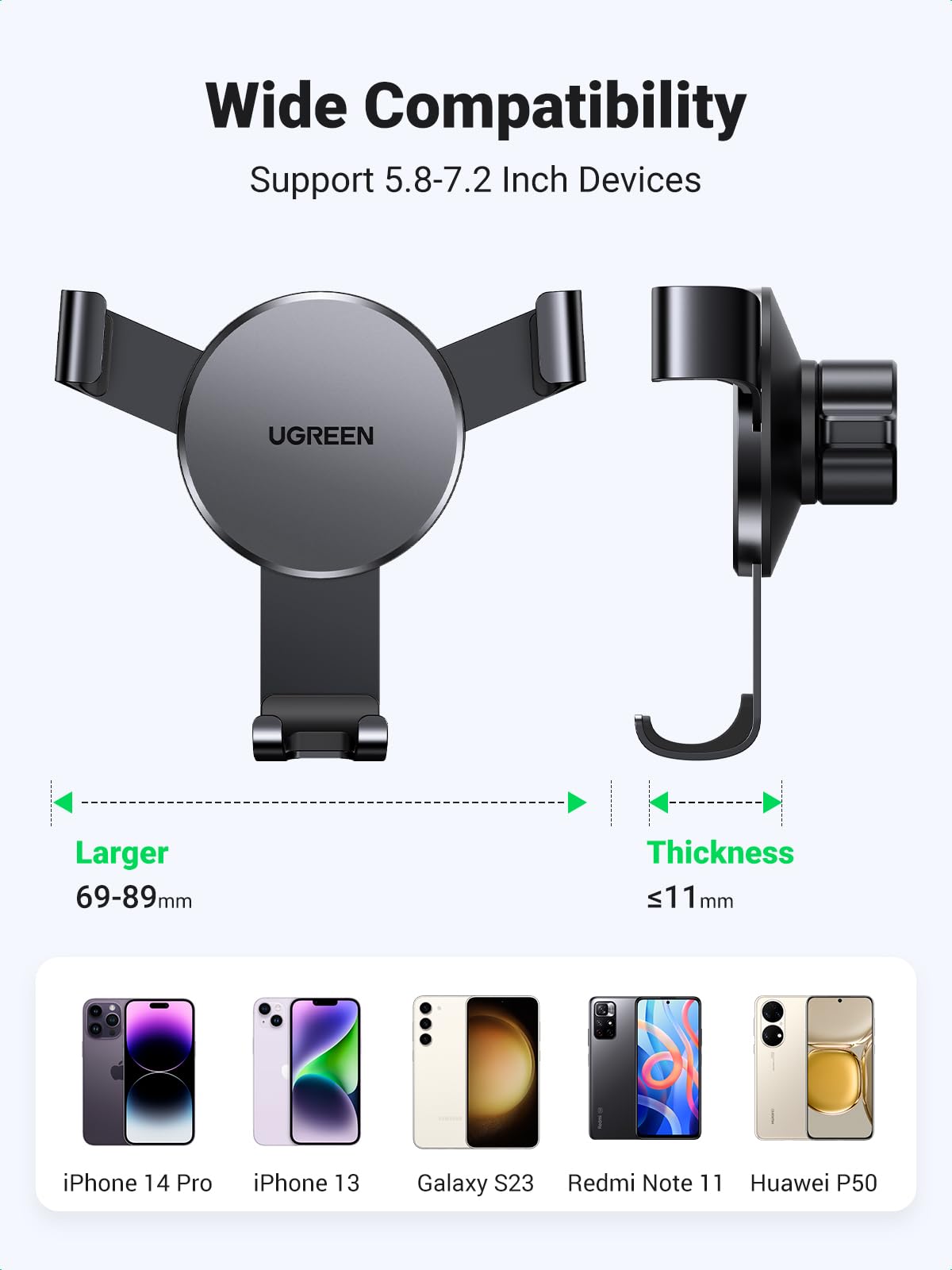 Ugreen Auto Lock 360° Adjustable Air Vent Car Phone Holder (Black) - UGREEN-15814