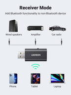 Ugreen Bluetooth 5.1 Transmitter & Receiver 2-in-1, Bluetooth Aux Adapter - UGREEN-60300