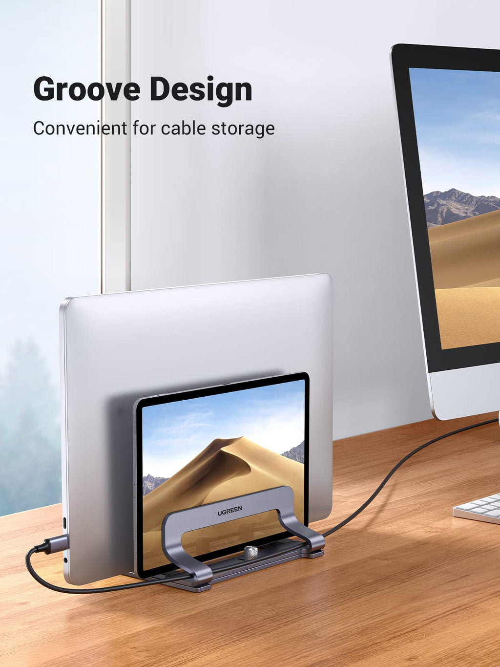 Ugreen Dual Slot Adjustable Width Vertical Laptop Stand - UGREEN-60643