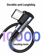 Ugreen Fast Charging Right Angle 3A 90 Degree Type C Charger Cable - UGREEN-20855