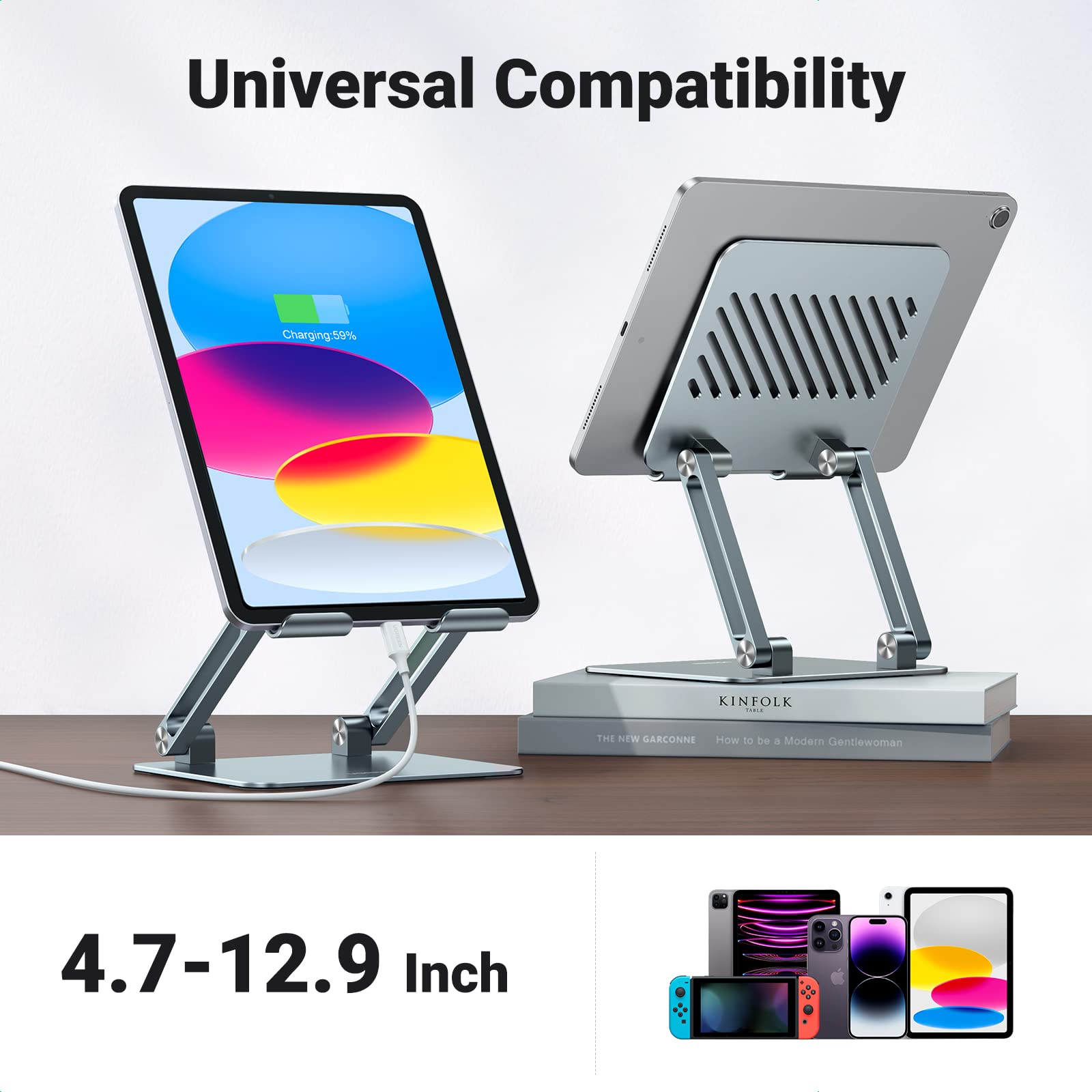 Ugreen Foldable Dual Rod Tablet Stand (Silver) - UGREEN-90396