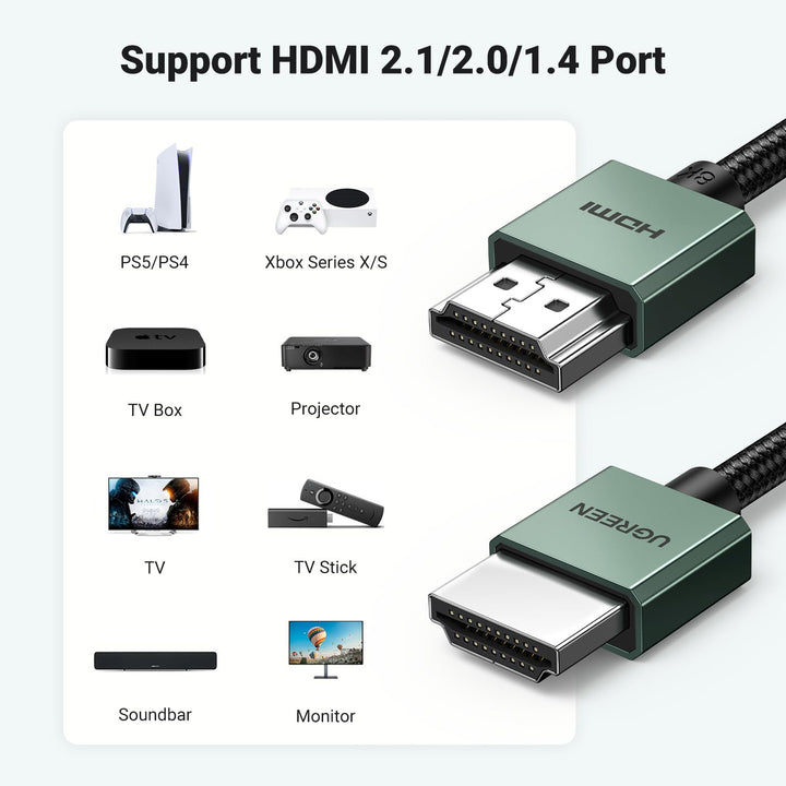 Ugreen HDMI 2.1 Cable - 8K@60Hz, 4K@120Hz, eARC, 48Gbps - UGREEN - 90382