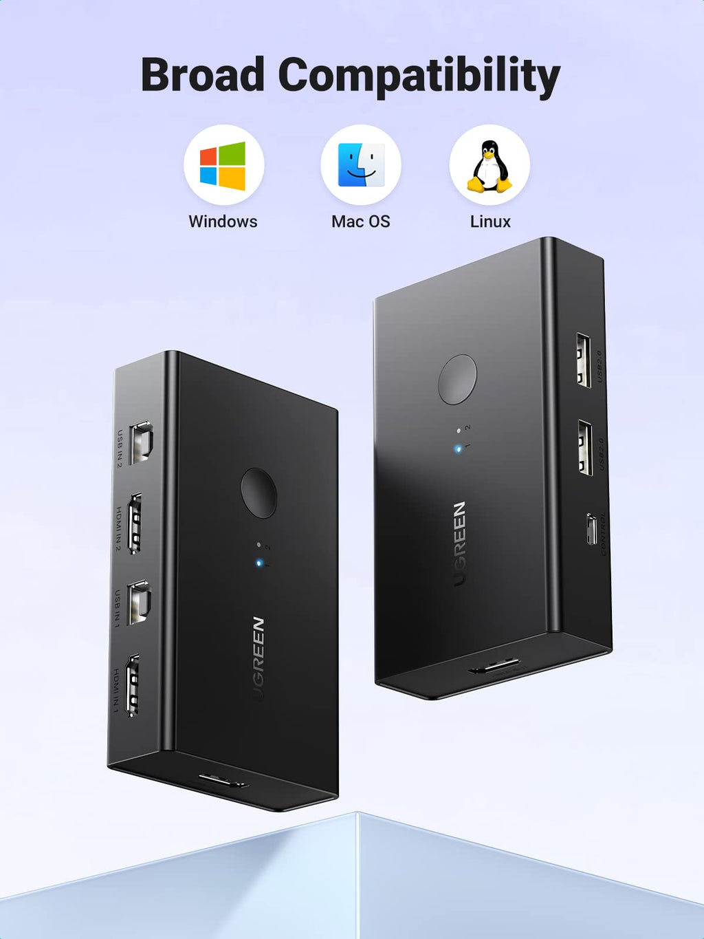 Ugreen KVM 4K@60Hz Switch for 2 PCs HDMI & 4 USB Ports - UGREEN - 15166