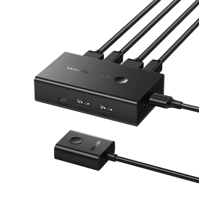 UGREEN 4K@60Hz KVM HDMI Switch for 2 PCs with 4 USB Ports