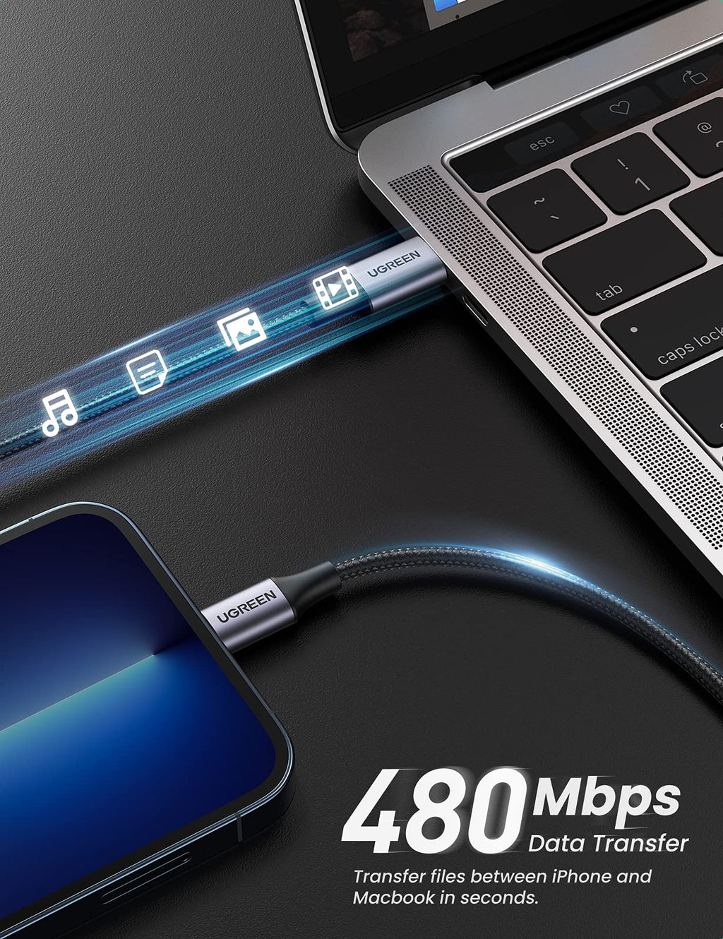 Ugreen MFi Braided PD Fast Charger USB C to Lightning Cable - UGREEN-60759