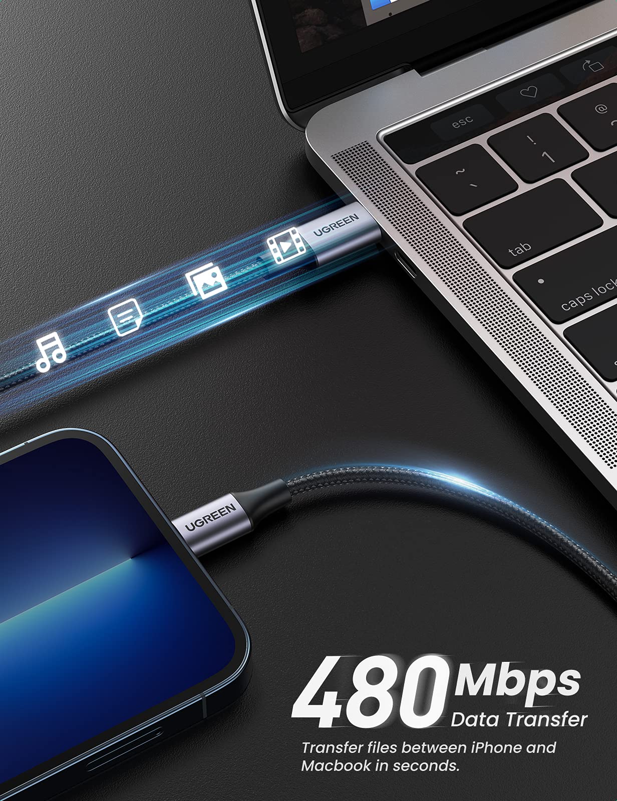 Ugreen MFi Braided PD Fast Charger USB C to Lightning Cable - UGREEN-60759