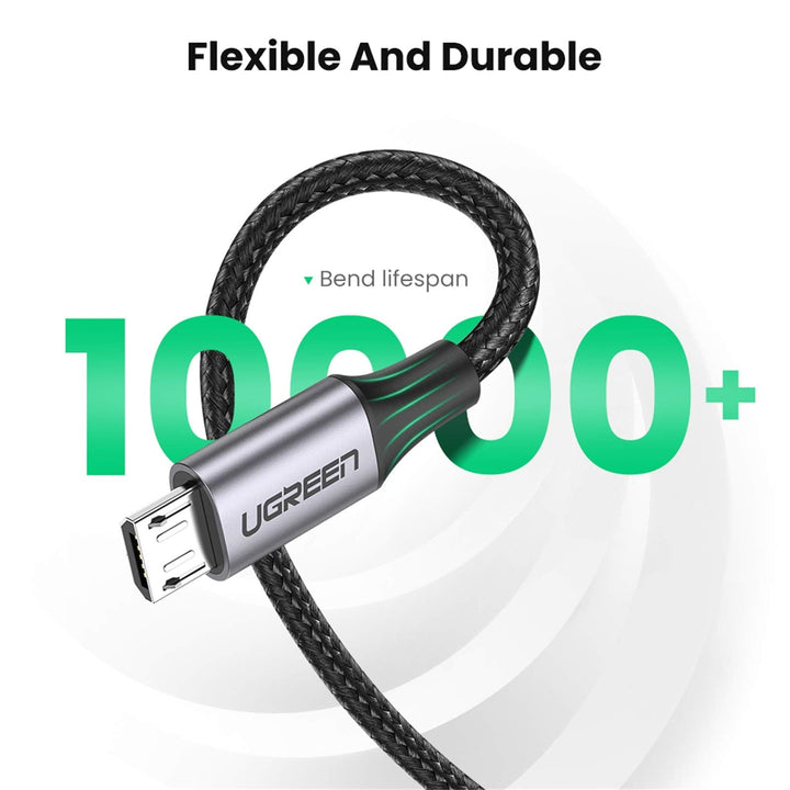 UGREEN Micro USB Cable 18W USB A to Micro USB Android Fast Charge Data Lead 2 Pack - UGREEN-60145P