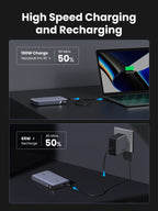 UGREEN Nexode Power Bank 20000mAh 100W is a portable charger that supports high-speed charging and recharging, delivering up to 100W to charge a MacBook Pro to 50 percent in about 40 minutes and recharging itself at 65W to reach 50 percent in approximately 45 minutes.