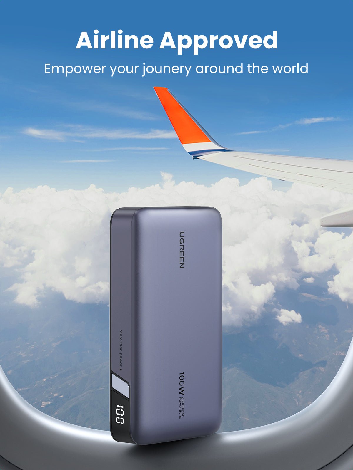 Hichain Power Bank iPhone 65 W, snel opladen, 20.000 mAh, draagbare oplader, led-display, geïntegreerde USB C In&Out kabel, compatibel met iPhone serie 17/16/15/14/13, Vision Pro, Samsung, MacBook