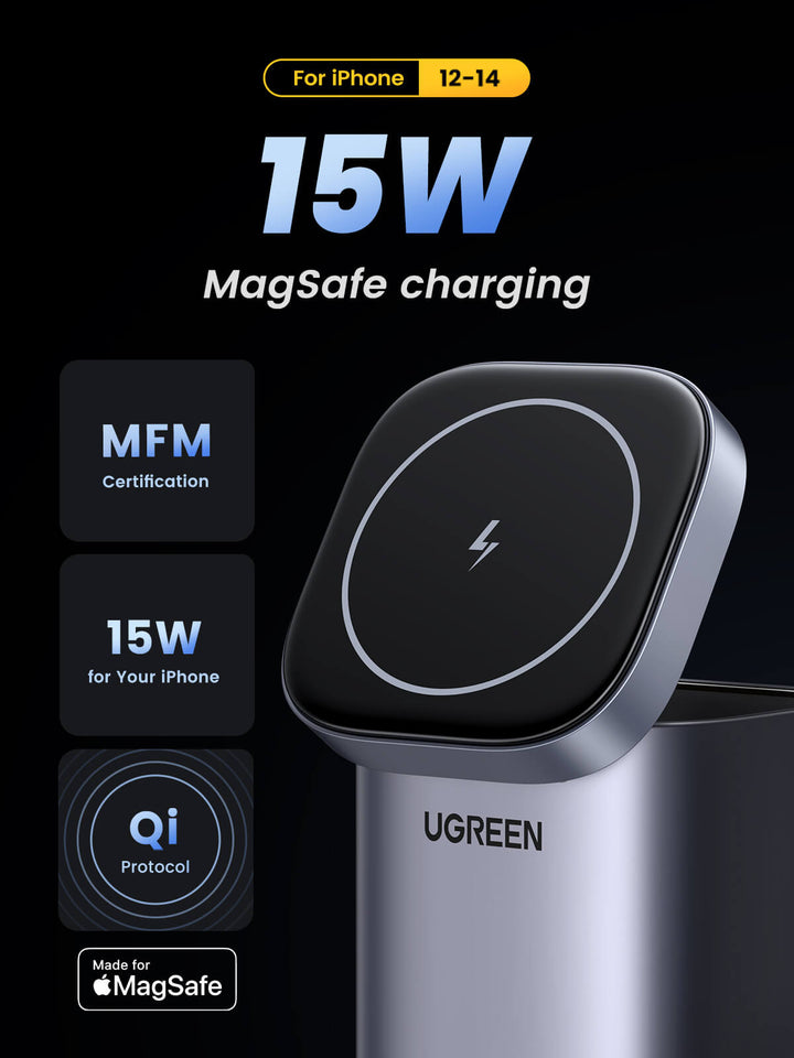 Ugreen wireless charger 15W MagSafe MFi silver (80661 CD284) - B2B