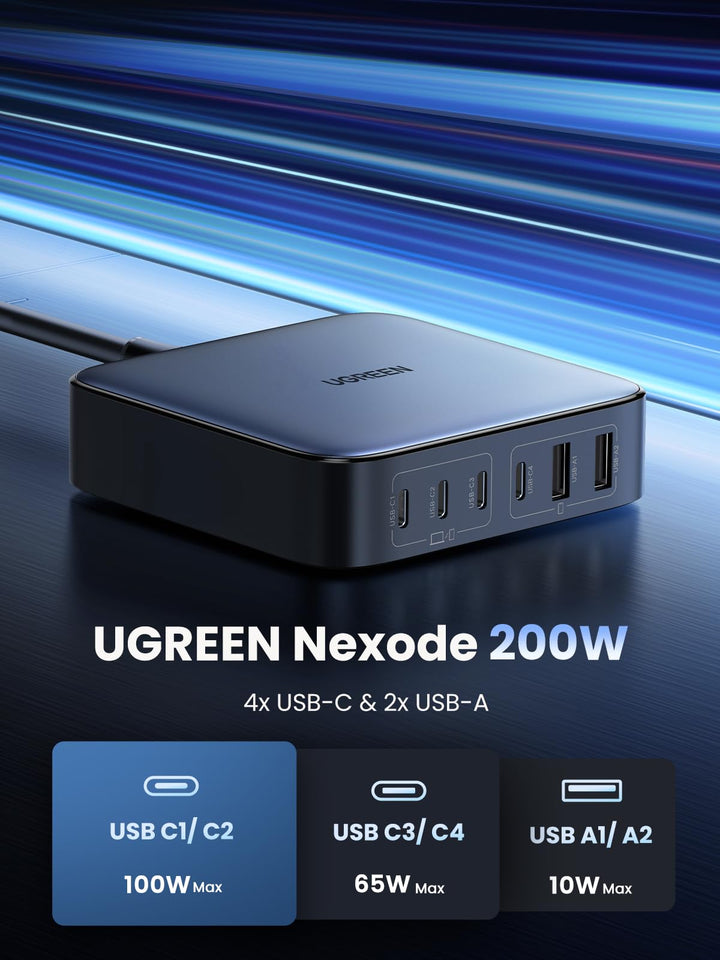 Ugreen Nexode 200W GaN Desktop Charger 6-Ports - UGREEN-40915