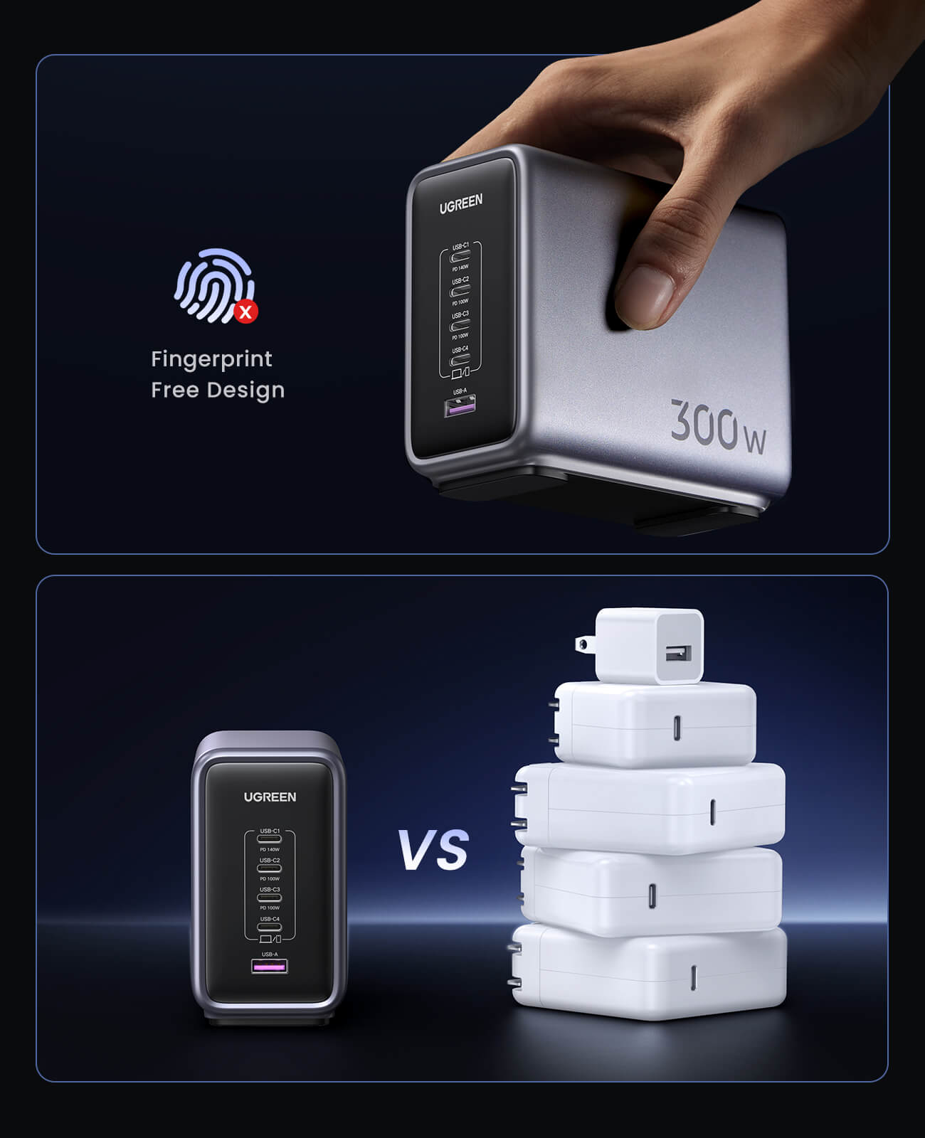 Ugreen Nexode 300W GaN Wall USB-C Charger 5 Ports - UGREEN - 90904