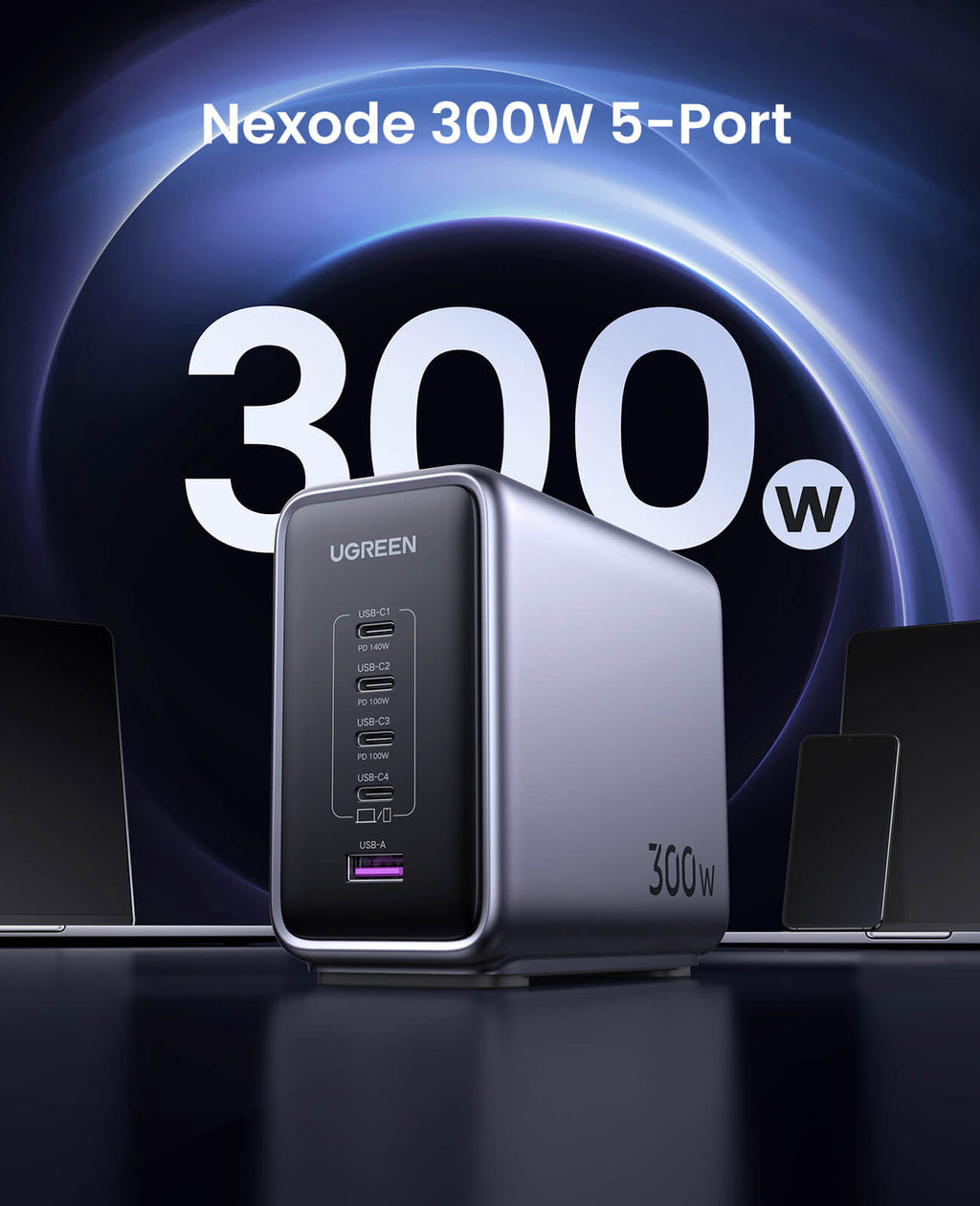 Ugreen Nexode 300W GaN Wall USB-C Charger 5 Ports - UGREEN - 90904