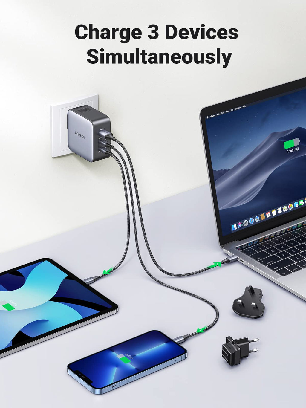 Ugreen Nexode 65W GaN Travel Charger 3-Ports - UGREEN-90409