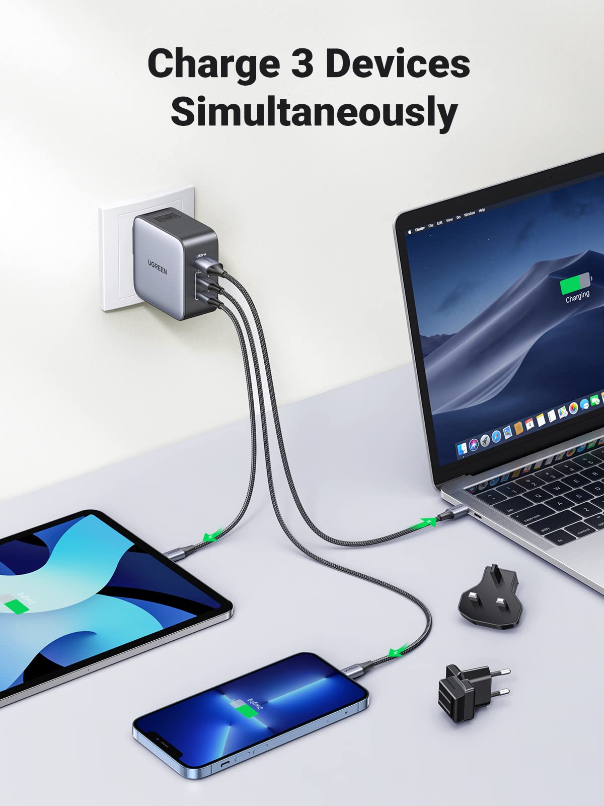 Ugreen Nexode 65W GaN Travel Charger 3-Ports - UGREEN-90409