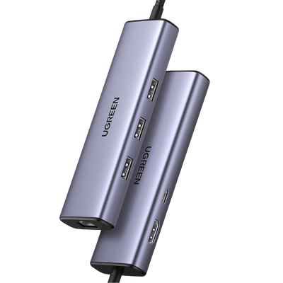 UGREEN 15495 HUB USB-C (Docking Revodok) 5 en 1 / 1 USB-A 3.0 (5Gbps) / 2  USB-A 2.0 (5Gbps) / HDMI 2.0 4K30Hz / USB-C PD Carga 100W / Cable Trenzado  Duradero / Carcasa de Aluminio.