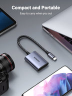 UGREEN SD Card Reader, Aluminum USB C to Micro SD/SD Cards Adapter, Thunderbolt 3 External Memory Card Adaptor - UGREEN-80888