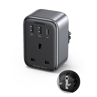 UGREEN Travel Plug Adapter with 4-in-1 USB Charging Ports (2A1C 30W Max)