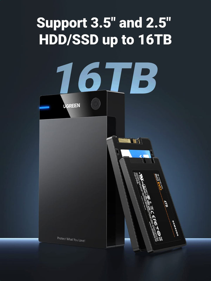 Ugreen USB 3.0 SATA HDD Enclosure - 16TB Support, Tool-free Docking Station - UGREEN - 50424