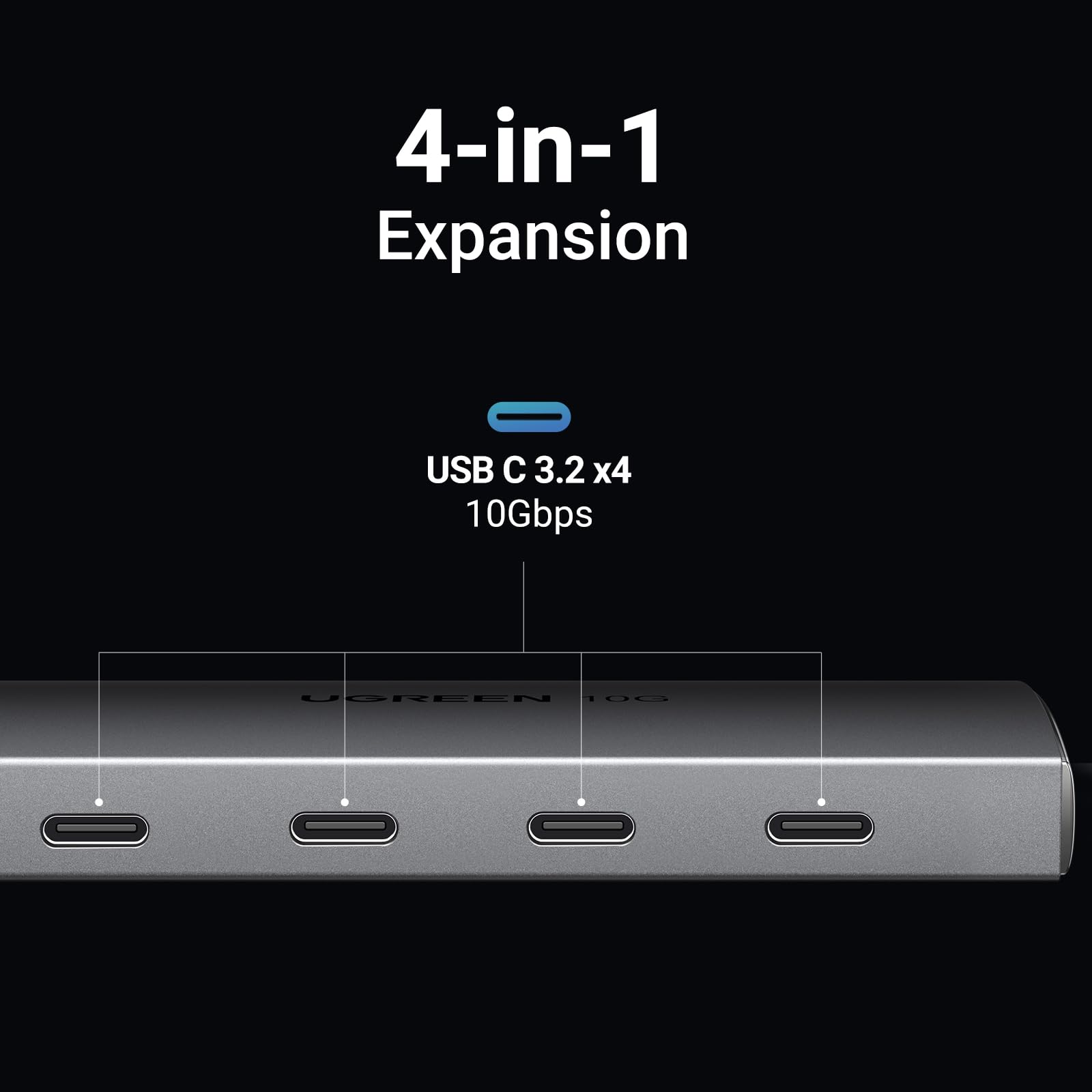 Ugreen USB-C 3.2 Gen2 Splitter - 4 Ports, 10Gbps - UGREEN - 15651