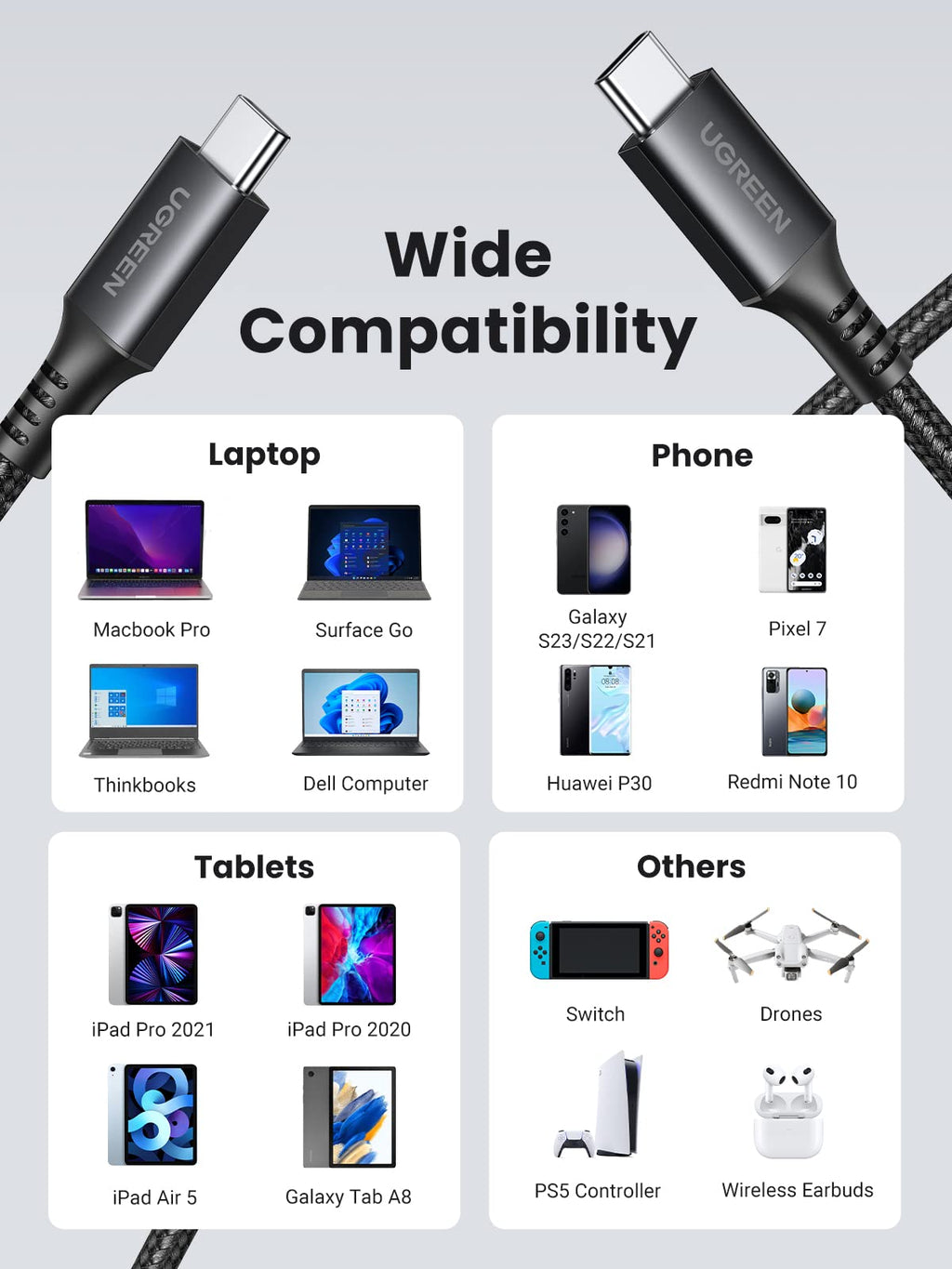 Ugreen USB-C to USB-C 60W Charger Cable - UGREEN - 15372