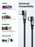 UGREEN USB C to USB C Cable Right Angle 100W Fast Charge 90 Degree Type C Power Data Lead - UGREEN-10358