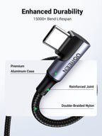 UGREEN USB C to USB C Cable Right Angle 100W Fast Charge 90 Degree Type C Power Data Lead - UGREEN-10358