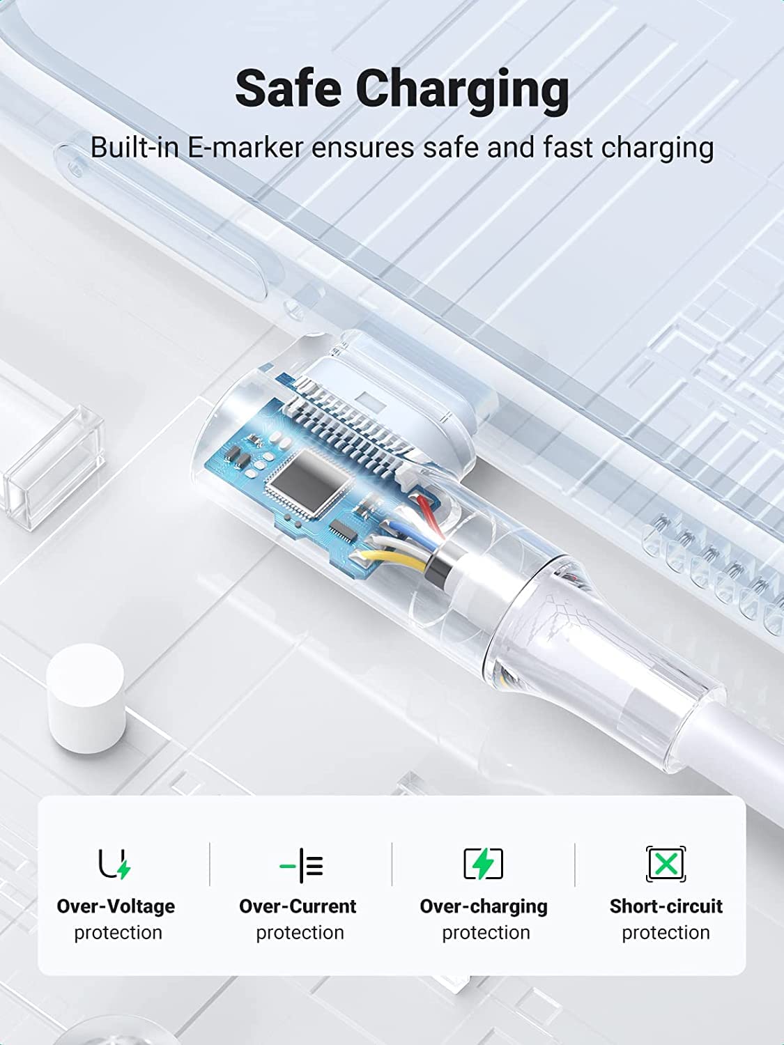 UGREEN USB C to USB C Cable Right Angle 100W Fast Charge 90 Degree Type C Power Data Lead - UGREEN-10358