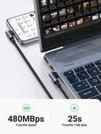 UGREEN USB C to USB C Cable Right Angle 100W Fast Charge 90 Degree Type C Power Data Lead - UGREEN-10358