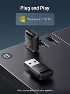 Ugreen V5.3 USB Bluetooth Adapter for PC Laptop, Plug and for Windows 11, 8.1 - UGREEN-90225