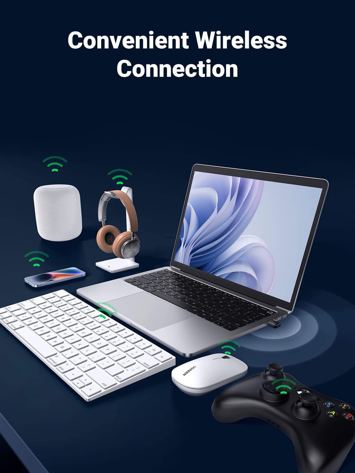 Ugreen V5.3 USB Bluetooth Adapter for PC Laptop, Plug and for Windows 11, 8.1 - UGREEN-90225